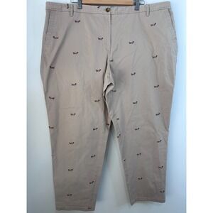 Talbots Weekend Chino Pants Women 22W Tan Beige Embroidered Dachshund Dog Preppy